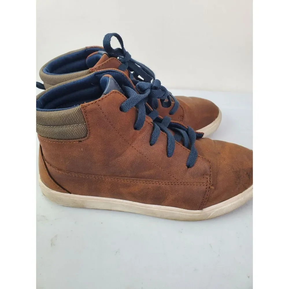 Wonder Nation Boys Brown Faux Leather Boots‎ Size 5 Lace-Up